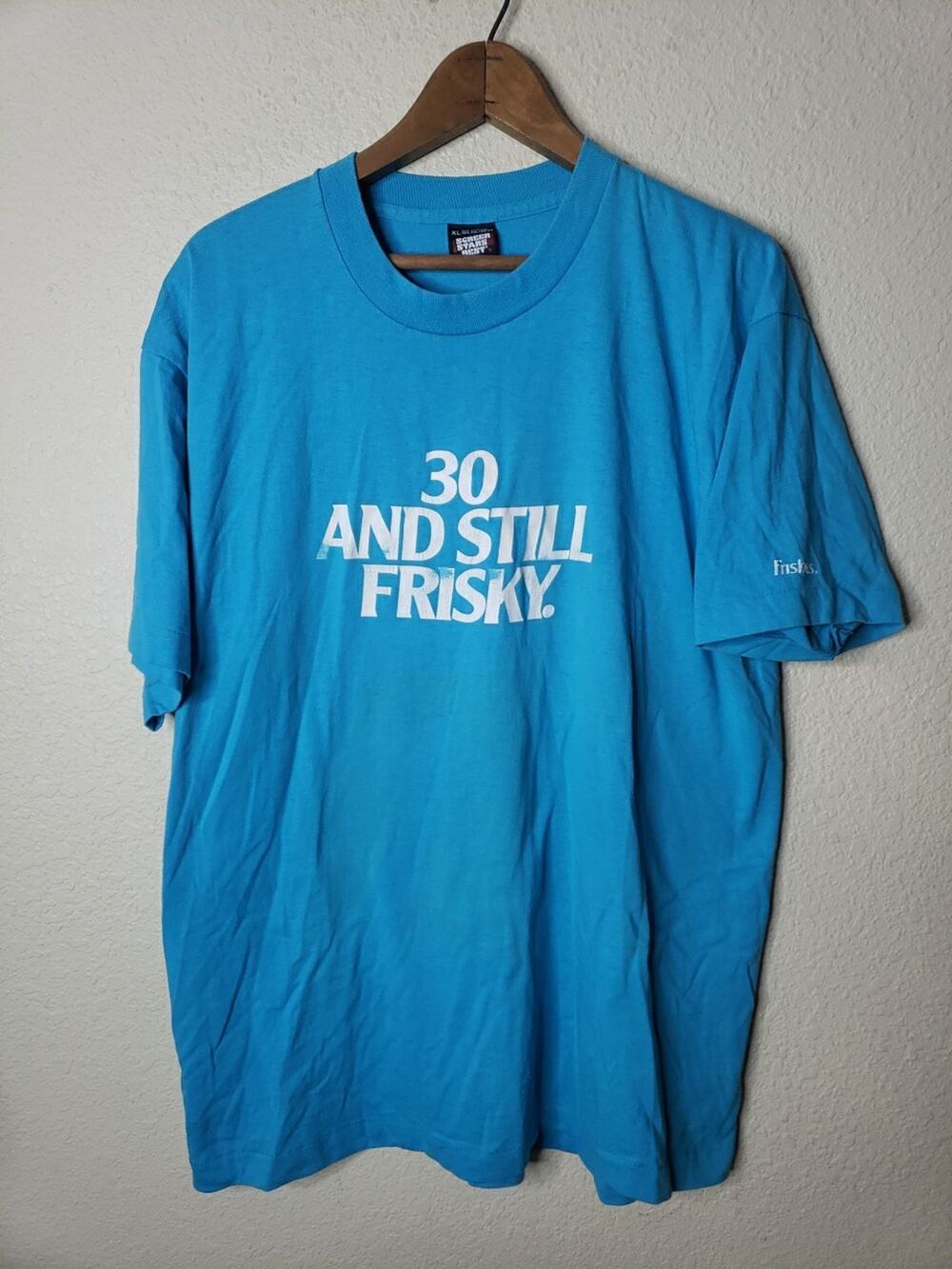 80s Screen Stars VTG Friskies Shirt Size XL Still Frisky 30th Cat SINGLE STITCH